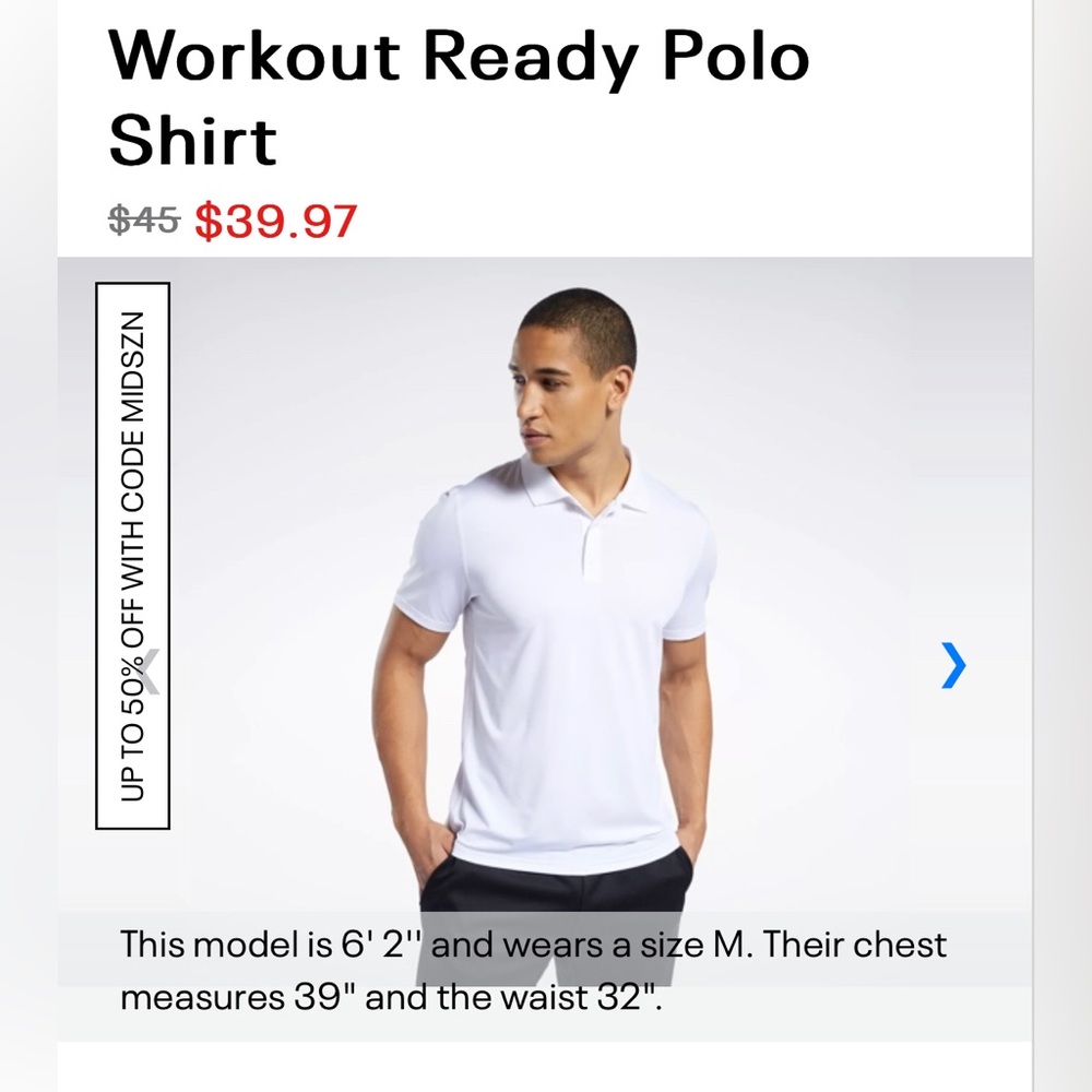 Men’s Reebok White Polo